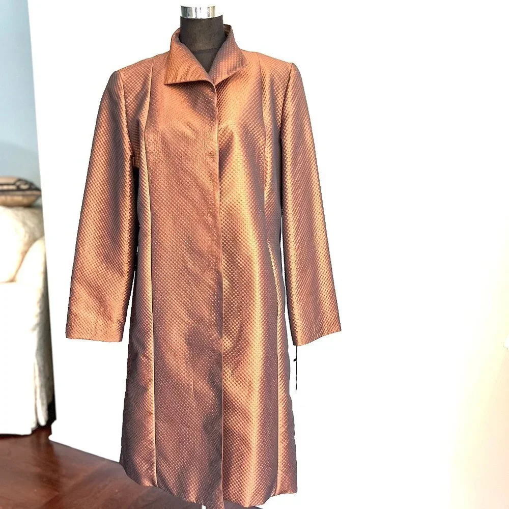 NWT Retro Vintage Rain Jacket Trench Coat with Hat in Brown Size XL / 16 - Picture 5 of 16